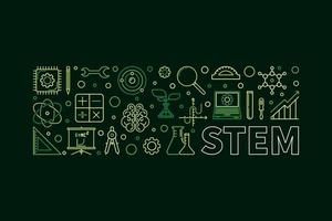 STEM vector horizontal modern green banner or illustration
