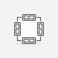 Blockchain line icon. Chain in Blocks vector outline symbol