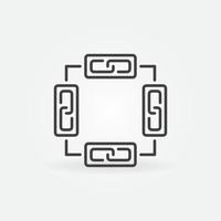 Blockchain line icon. Chain in Blocks vector outline symbol