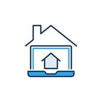 Laptop under House Roof vector Realtor concept colored icon