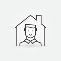 Man inside House line icon. Vector Real Estate Agent concept sign