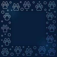 Frame made of Pet Paw Prints - Blue vector illustration