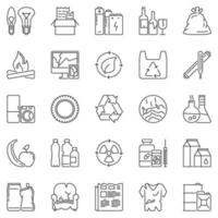 Garbage Types outline icons set - Waste Sorting vector symbols