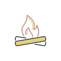 Fire colored icon - Burnable Trash vector concept sign