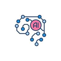 AI Artificial Intelligence Brain colored icon. Cyberbrain vector symbol