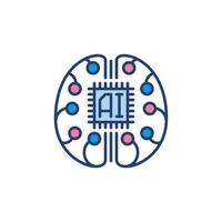 AI Brain with Chip vector Cyberbrain concept colored icon