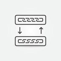 Chain in Blocks with Arrows vector Blockchain outline icon