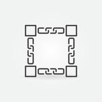 Chains with Blocks line icon. Blockchain Technology symbol vector