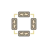 Blockchain icon - vector chain in blocks colored symbol