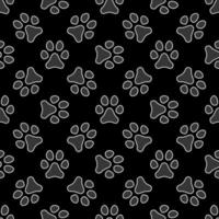 Puppy or Dog Foot Print vector dark Seamless Pattern