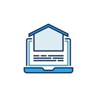 portátil con icono de color de la casa - símbolo de consulta inmobiliaria vector