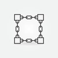 Blocks with Chain line icon. Vector Blockchain concept sign