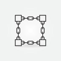 Blocks with Chain line icon. Vector Blockchain concept sign