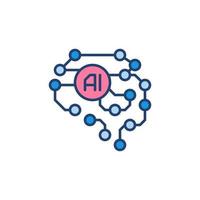 AI Brain creative icon - vector Artificial Intelligence concept symbol