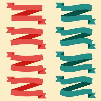 Set of Colorful Empty Ribbons And Banners. Ready for Your Text or Design. Isolated vector illustration.