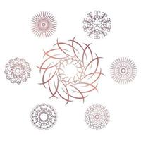 Set of seven geometric circular elements. Vector monogram on white background. Vector illustration