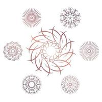 Set of seven geometric circular elements. Vector monogram on white background. Vector illustration