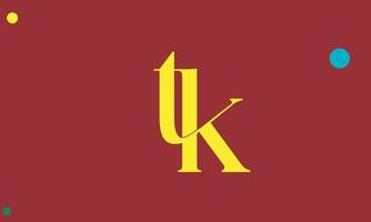 alfabeto letras iniciales monograma logo tk, kt, t y k vector