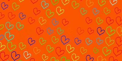 Light Multicolor vector pattern with colorful hearts.