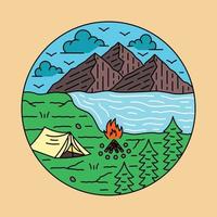 camping con buena vista en la naturaleza ilustración gráfica arte vectorial diseño de camiseta vector