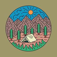 camping en el bosque lujurioso ilustración gráfica arte vectorial diseño de camiseta vector