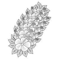 flor de hibisco syriacus o flor de hibisco común página para colorear del diseño de esquema de ilustración de libro vector