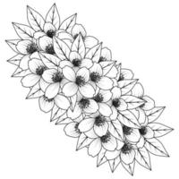 flower coloring page hand drawing line art of black flower with decorative design for print vector
