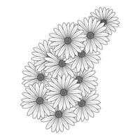 chamomile and daisy flower coloring page design with detailed line art vector graphic