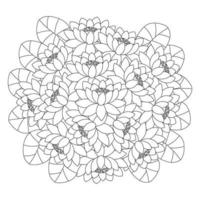 lotus flower coloring page of simplicity artistic drawn with blossom flower on isolated background vector