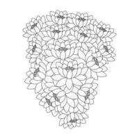 lotus flower coloring page of simplicity artistic drawn with blossom flower on isolated background vector