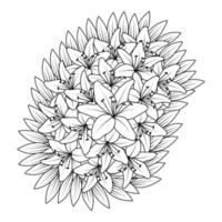 flower coloring page hand drawing line art of black flower with decorative design for print vector