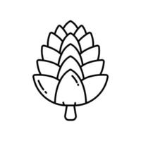 Pinecone icon in black outline style vector