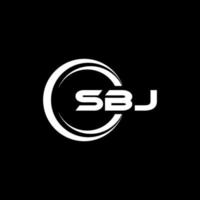 SBJ letter logo design with black background in illustrator. Vector logo, calligraphy designs for logo, Poster, Invitation, etc.