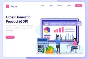 Gross domestic product or GDP statistic concept. landing page website flat vector template.