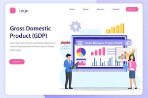 Gross domestic product or GDP statistic concept. landing page website flat vector template.