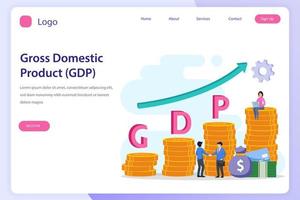 Gross domestic product or GDP statistic concept. landing page website flat vector template.