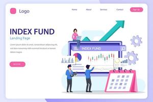 Index fund concept landing page website flat vector template