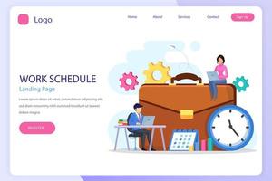 Work Schedule landing page website flat vector template