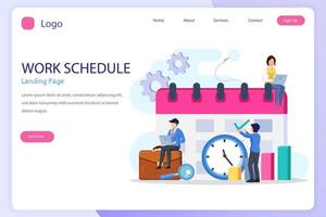 Work Schedule landing page website flat vector template