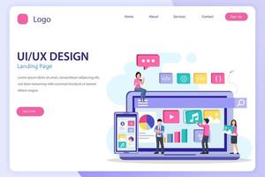 UI UX design concept, UI UX landing page website flat vector template