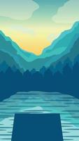 morning mountain scenery portrait illustration design vector