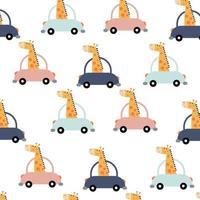 Seamless pattern with cute giraffes perfect for wrapping paper vector