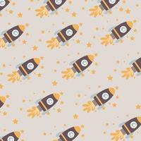 Seamless pattern with cute rockets perfect for wrapping paper vector