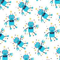 Seamless pattern with cute robots. Perfect for kids clothes design vector