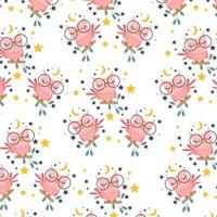 Seamless pattern with cute owl animal perfect for wrapping paper vector