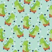 Seamless pattern with cute dinosaur animals suitable for kids clothes vector
