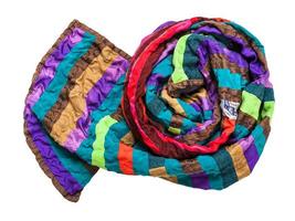 rolled stitched patchwork scarf isolated photo