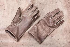 new hand-made gloves on original natural leather photo