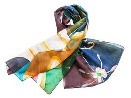 knotted hand painted batik silk scarf isolated photo