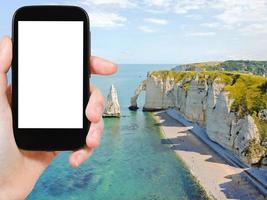 photo english channel coast with cliffs of Etretat